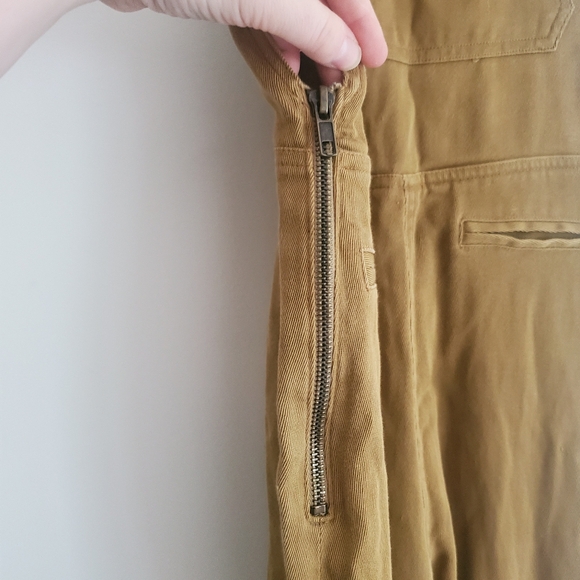 Reformation Fella Cotton Canvas Overalls Green Brown Size Small - Picture 3 of 10